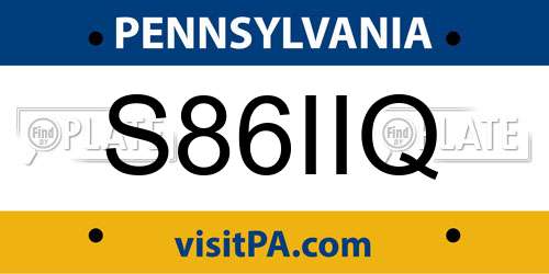 S86IIQ Pennsylvania License Plate