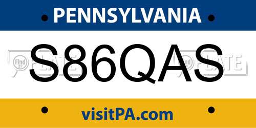 S86QAS Pennsylvania License Plate