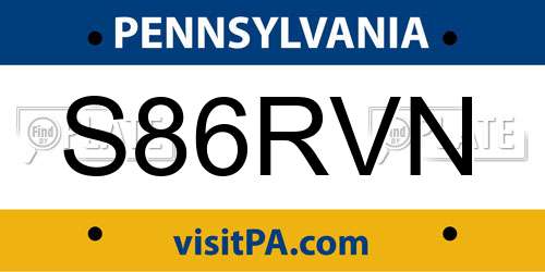 S86RVN Pennsylvania License Plate