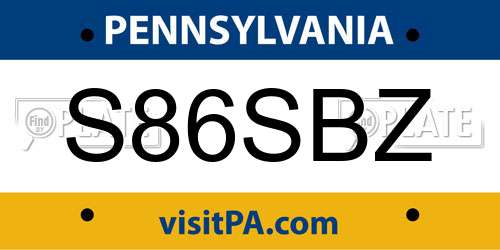 S86SBZ Pennsylvania License Plate