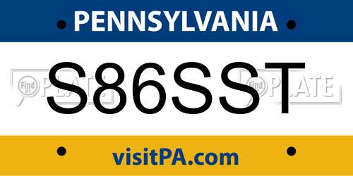 S86SST Pennsylvania License Plate