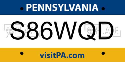 S86WQD Pennsylvania License Plate