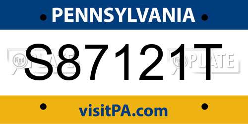 S87121T Pennsylvania License Plate
