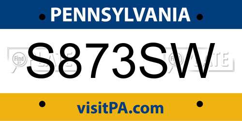 S873SW Pennsylvania License Plate