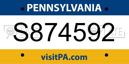 S874592 Pennsylvania License Plate