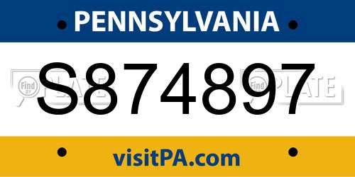 S874897 Pennsylvania License Plate
