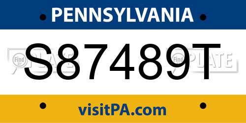 S87489T Pennsylvania License Plate