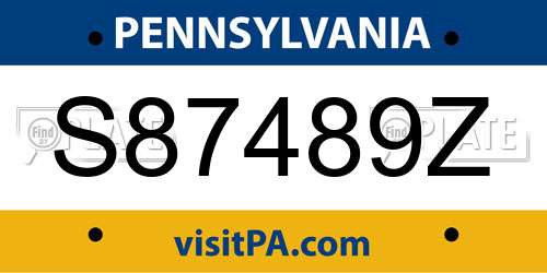S87489Z Pennsylvania License Plate