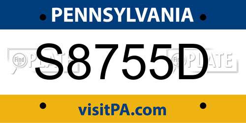 S8755D Pennsylvania License Plate