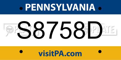 S8758D Pennsylvania License Plate
