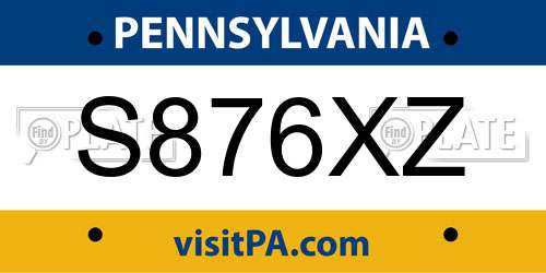 S876XZ Pennsylvania License Plate