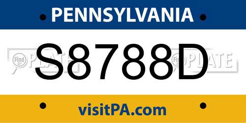 S8788D Pennsylvania License Plate