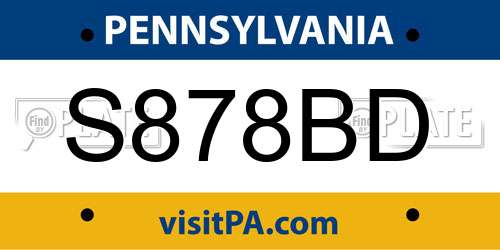 S878BD Pennsylvania License Plate