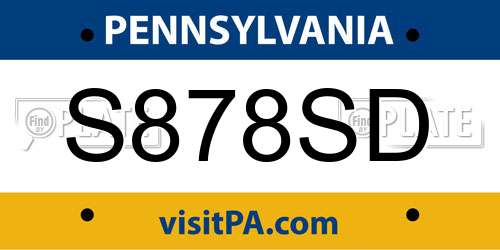 S878SD Pennsylvania License Plate