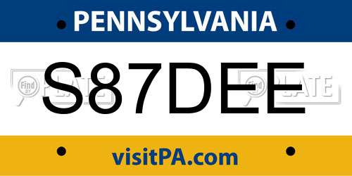 S87DEE Pennsylvania License Plate