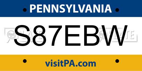 S87EBW Pennsylvania License Plate