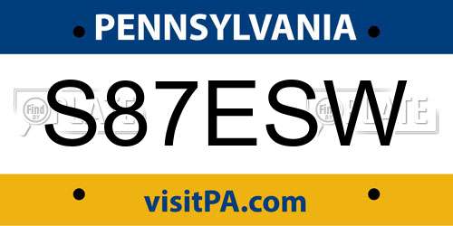 S87ESW Pennsylvania License Plate