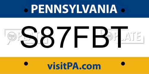 S87FBT Pennsylvania License Plate