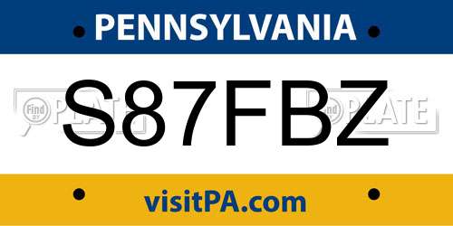 S87FBZ Pennsylvania License Plate