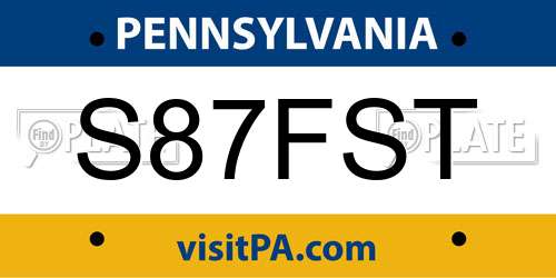 S87FST Pennsylvania License Plate