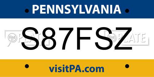 S87FSZ Pennsylvania License Plate