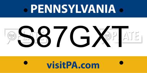 S87GXT Pennsylvania License Plate