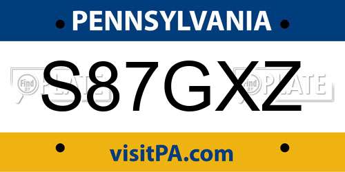 S87GXZ Pennsylvania License Plate