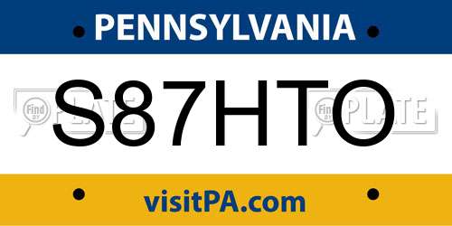 S87HTO Pennsylvania License Plate
