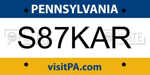 S87KAR Pennsylvania License Plate