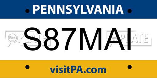 S87MAI Pennsylvania License Plate