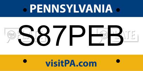 S87PEB Pennsylvania License Plate
