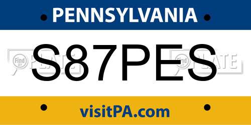 S87PES Pennsylvania License Plate
