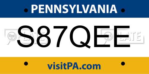 S87QEE Pennsylvania License Plate
