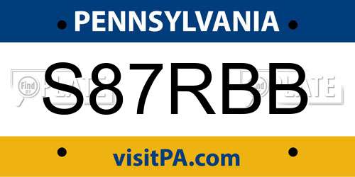 S87RBB Pennsylvania License Plate