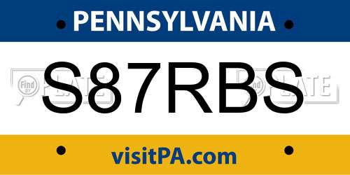 S87RBS Pennsylvania License Plate