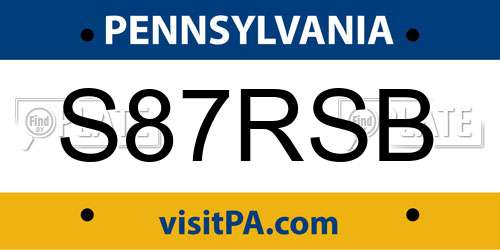 S87RSB Pennsylvania License Plate
