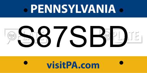 S87SBD Pennsylvania License Plate