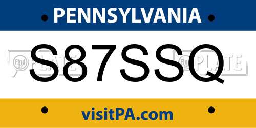 S87SSQ Pennsylvania License Plate