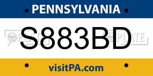 S883BD Pennsylvania License Plate