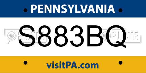 S883BQ Pennsylvania License Plate