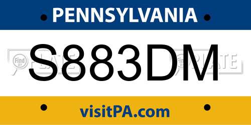 S883DM Pennsylvania License Plate