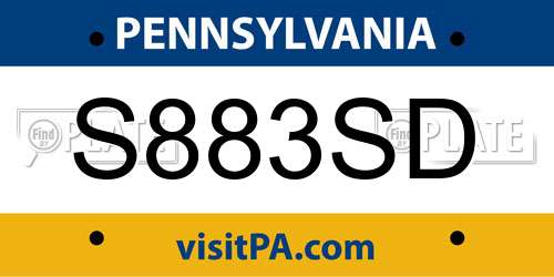 S883SD Pennsylvania License Plate