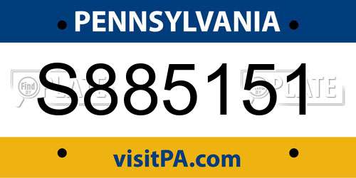 S885151 Pennsylvania License Plate