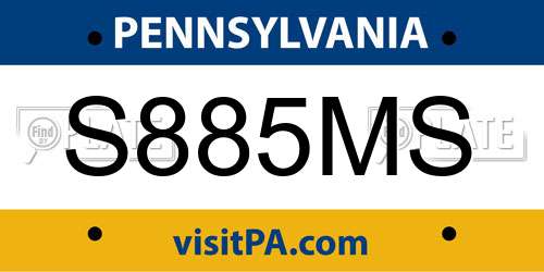 S885MS Pennsylvania License Plate