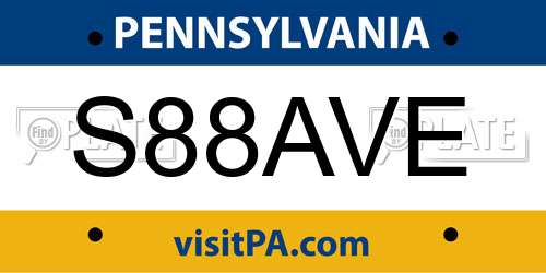 S88AVE Pennsylvania License Plate