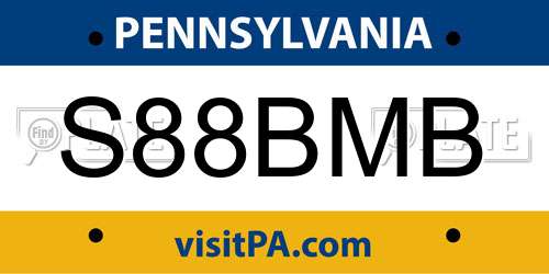 S88BMB Pennsylvania License Plate