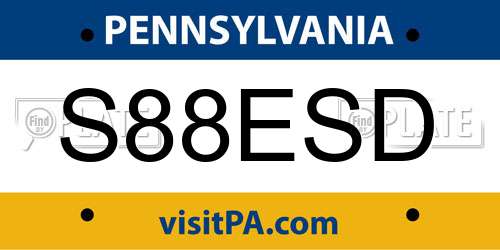 S88ESD Pennsylvania License Plate