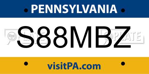S88MBZ Pennsylvania License Plate