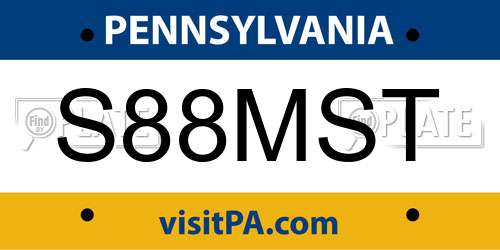 S88MST Pennsylvania License Plate