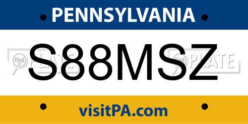 S88MSZ Pennsylvania License Plate